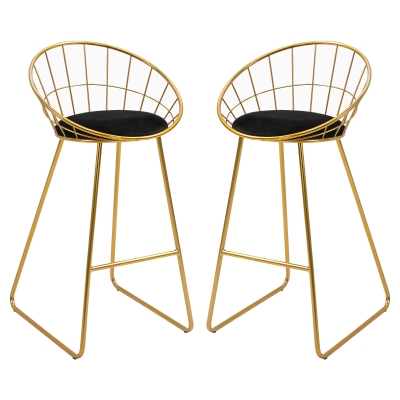 Lot de 2 tabourets de bar métal doré et noir