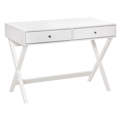 Bureau informatique design contemporain 2 tiroirs blanc