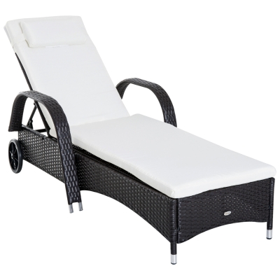 Bain de soleil inclinable avec matelas et tétière résine tressée