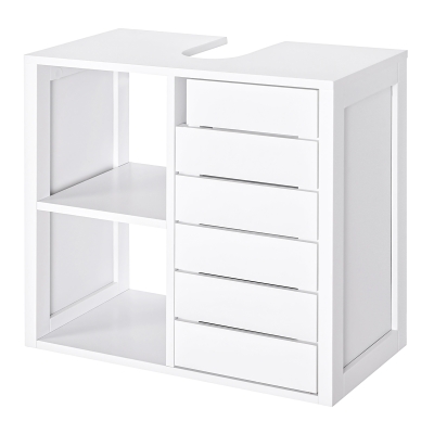 HOMCOM Meuble salle de bain sous lavabo suspendu mural - meuble sous-vasque - placard 1 porte avec étagère - double niche - dim. 60L x 30l x 54H cm - MDF blanc