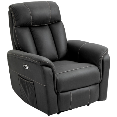 HOMCOM Fauteuil de relaxation électrique inclinable moderne avec repose-pieds et 2 poches latérales - noir