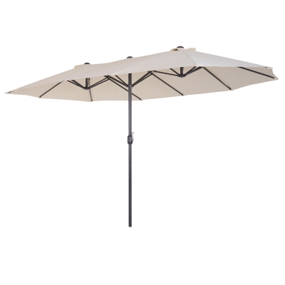 Outsunny Parasol de jardin XXL parasol grande taille 4,6L x 2,7l x 2,4H cm ouverture fermeture manivelle acier polyester haute densité crème