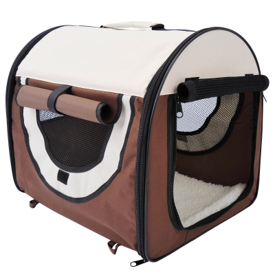 PawHut Sac de transport pour chien et chat caisse pliable pour animaux adaptée à la voiture grand confort respirant avec coussin amovible 46 x 36 x 41 cm
