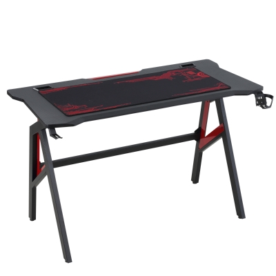 Bureau gamer supports tapis souris métal MDF fibre carbone rouge noir