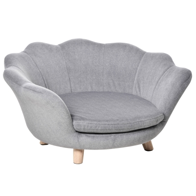 Canapé chien design coquillage avec coussin gris