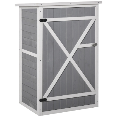Outsunny Armoire abri de Jardin Remise pour Outils Bois de Sapin pré-huilé Toit bitumé incliné - Grande Porte verrouillable loquet - 2 étagères - dim. 75L x 56l x 115H cm