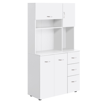 HOMCOM Armoire de cuisine multi-rangements MDF blanc