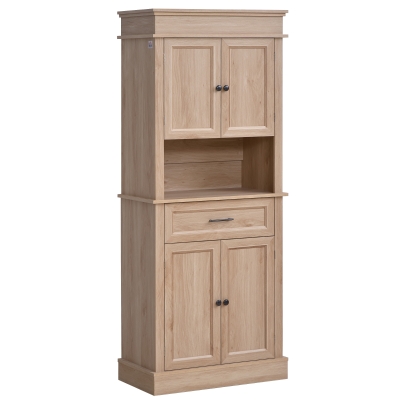 HOMCOM Armoire de cuisine multi-rangements MDF panneaux particules E1 chêne clair