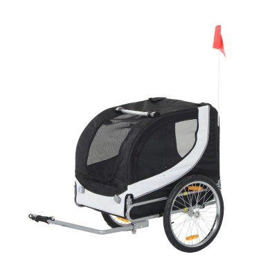 Homcom Remorque vélo pour Chien 8 Reflecteurs Blanc 83 x 64 x 22 cm