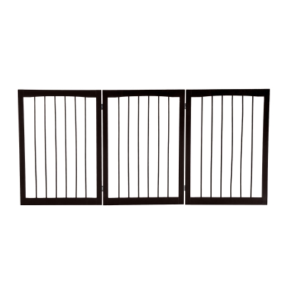 PawHut Barrera de Seguridad Plegable de 3 paneles Portátil para Mascotas Rejilla de Protección para Perros Pequeños 160x76 cm para Puertas Escaleras Pasillos Café Oscuro