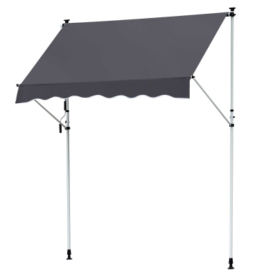 Outsunny Markise Klemmmarkise Sonnenschutz Faltarm Handkurbel Balkon Alu Grau 2x1,2m