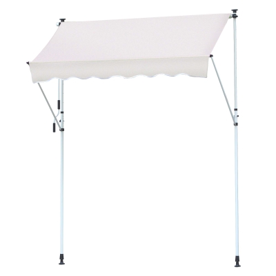 Outsunny Markise Klemmmarkise Sonnenschutz Faltarm Handkurbel Balkon Alu Cremeweiß 2x1,2m