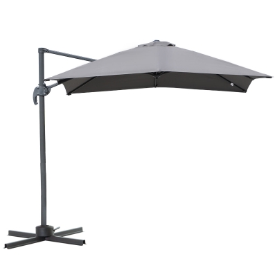 Outsunny Sonnenschirm 245 x 245 cm Kurbelschirm Ampelschirm mit Kurbelvorrichtung Sonnenschutz Alu Roma Schirm Neigungswinkel verstellbar Grau