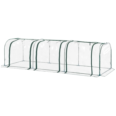 Outsunny® Szklarnia Foliowa Cieplarnia z 3 Drzwiami Uprawa Roślin Ochrona UV Stal PCV