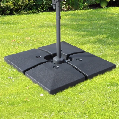 Outsunny Zonneschermstandaard, parasolgewicht, 4-delig. Kan gevuld worden met zand water tot 130 kg