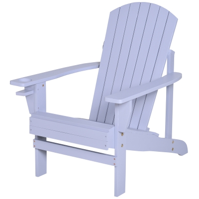 Outsunny Adirondack-Gartenstuhl mit Becherhalter Gartenliege Balkonstuhl Massivholz Grau 72,5 x 97 x 93 cm