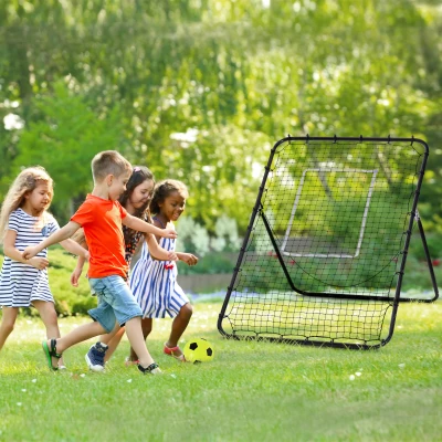 HOMCOM Foldable Football Rebounder Net, with Adjustable Angles - Black