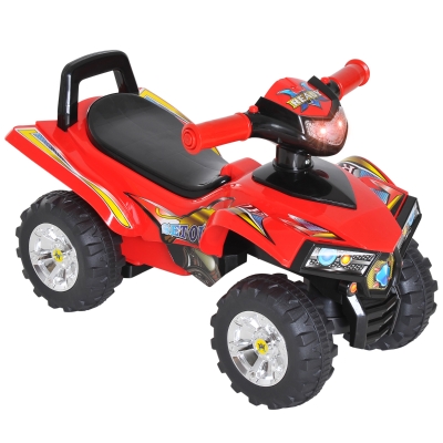 HOMCOM Kids Children Ride-on Toy Off Road Style Quad Bike Racing Car NO POWER 4 Wheels Horn Music Red