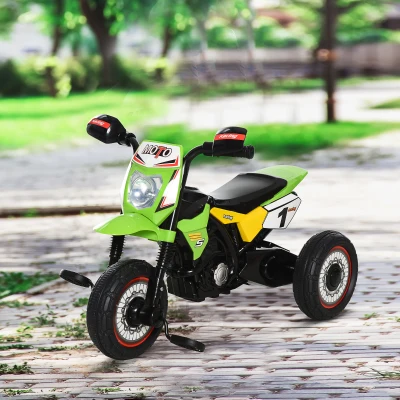 HOMCOM Toddler Pedal Motorcycle Kids Ride On Tricycle Early Learning w/ Music Lights Handlebar Stickers Exercise Boys Girls Gift for Kids 18 - 36 Months Green