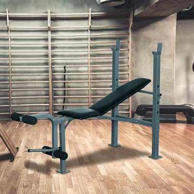 HOMCOM Banco de Musculación Banco de Pesas Maquina de Fitness Entrenar Musculos 165x68x114cm con Respaldo Regulable Espuma