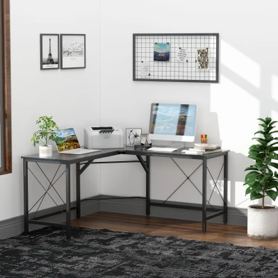Masa birou, forma de L, 150x150x76cm, neagra