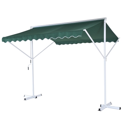 Outsunny Store Double Pente Manuel rétractable Inclinaison réglable métal Polyester imperméabilisé 2,95L x 2,95l x 2,6H m Vert