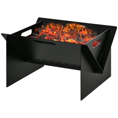 Vatra de Foc pentru Gradina din Otel Patrata cu Manere