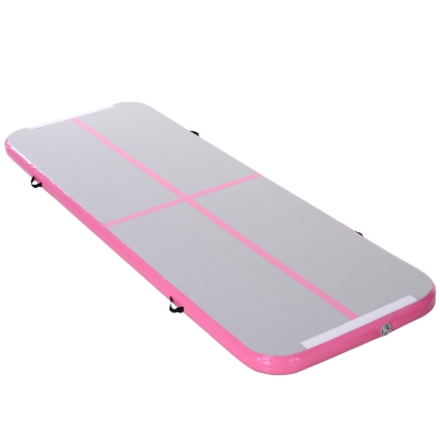 HOMCOM Aufblasbare Trainingsmatte, Gymnastik Tumbling Matte, PVC, Grau, 300 x 100 x 10 cm