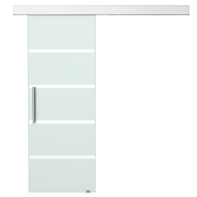 Szklane drzwi przesuwne HOMCOM drzwi przesuwne drzwi do pokoju z uchwytem drążkowym jednostronnie satynowane w pasy 2050x775 mm