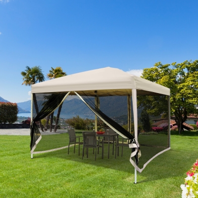 Outsunny Składany pawilon, pawilon ze ścianami, 3 x 3 m, beżowy
