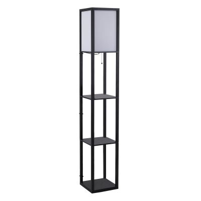 Lampa stojąca z półkami oświetlenie wewnętrzne e27 do 40w drewno czarna 26 x 26 x 160 cm HOMCOM®