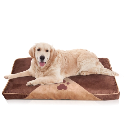 PawHut Cama para Mascotas Colchón de Espuma de Perro Gato con Funda Extraíble y Lavable con Cremallera Parte Inferior Antideslizante 100x70 cm Marrón