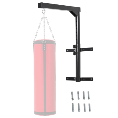HOMCOM Boxsackhalterung Wandhalterung Boxsack Sandsack Halterung bis 100 kg Tragkraft 60-88cm höhenverstellbar Schwarz