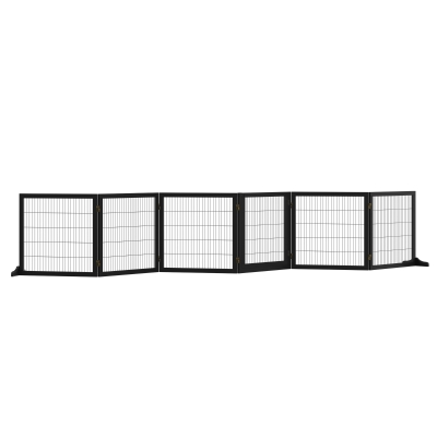 PawHut Absperrgitter für Hunde klappbar 432 x 36 x 70cm Kiefernholz Schwarz