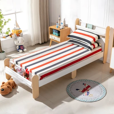 HOMCOM kinderbed jeugdbed met speelgoedtas vanaf 3 jaar grenen hout wit