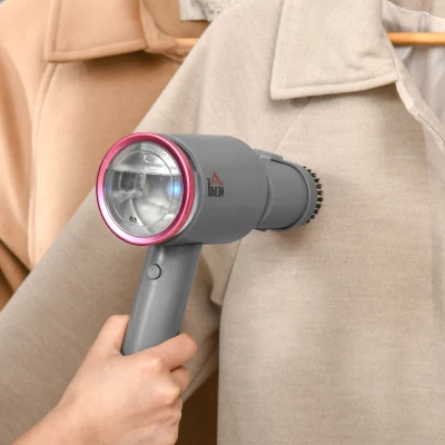 HOMCOM stoomstijltang stoomborstel steamer reisstrijkijzer opvouwbaar grijs + roze