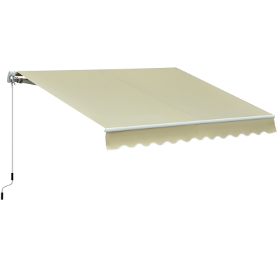 Outsunny Markise Gelenkarmmarkise Sonnenschutz mit Handkurbel 3,5 x 2,5 m Beige Creme Alu Polyester