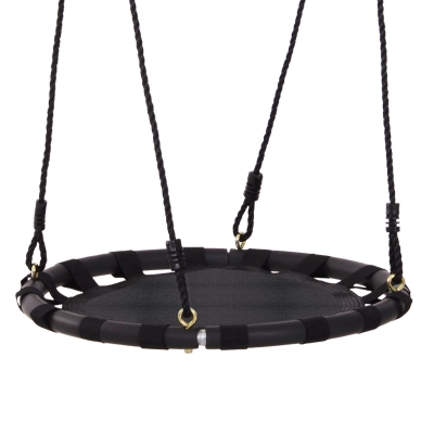 HOMCOM Nestschaukel Kinderschaukel Garten-Schaukel Kinder Rundschaukel bis 100 kg belastbar Metall Netzgewebe Schwarz Ø60 cm