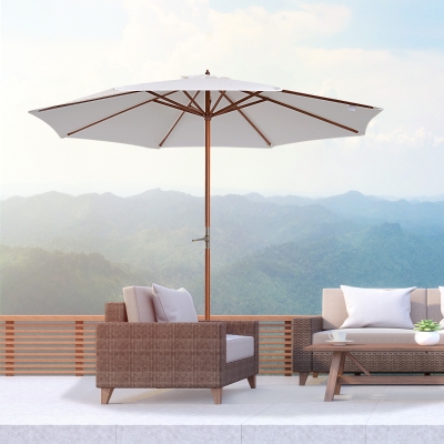 PARASOL OGRODOWY Z KORBKĄ DREWNIANY BALKONOWY Φ2,7M TOPOLA