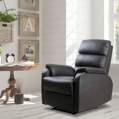 Homcom Fotoliu Relax Rabatabil Manual in Piele Sintetica, Maro, 75x92x99cm