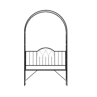 Pergola z ławką trejaż ogrodowa metal czarna 115 x 59 x 203 cm Outsunny