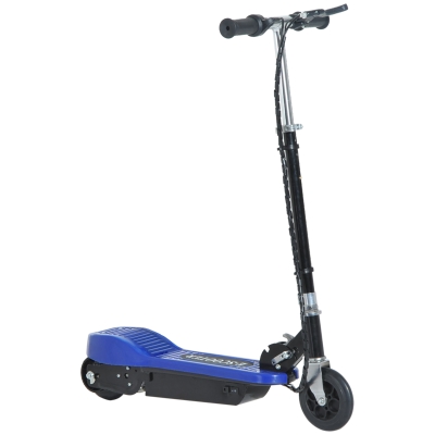 HOMCOM Patinete Eléctrico para Niño Scooter Plegable E-Scooter Batería 120W Manillar Ajustable Freno Pie de Apoyo 78x37x99cm Azul