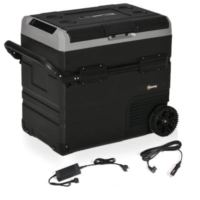 Outsunny Nevera y Congelador de Compresor Portátil 45L Refrigerador de Coche CC 12V/24V hasta -20℃ con Pantalla LED Táctil Asa Retráctil y Ruedas 71,1x46x50,6 cm Negro