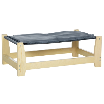 PawHut Cama Elevada para Perros Gatos Cama para Mascotas Medianas y Pequeños con Cojín Lavable Tela Oxford y Marco de Madera Carga 8 kg para Interior y Exterior 70x40x25 cm Gris
