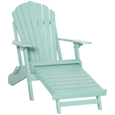 Outsunny Adirondack-Gartenstuhl mit Fußstütze klappbar Gartenliege Outdoor Gartenmöbel Kiefernholz Grün 78 x 140 x 94 cm