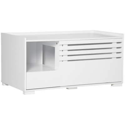 PawHut Katzenschrank mit 2 Regalen 2-in-1 Design Magnettür MDF Weiß