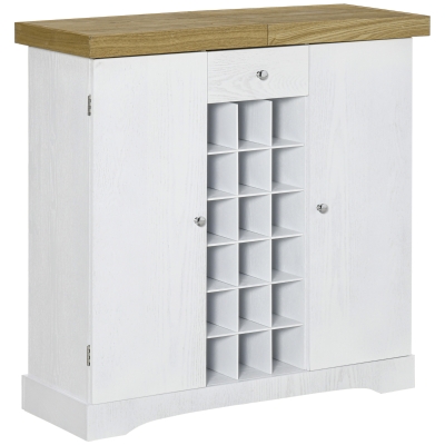 HOMCOM Weinregal für 18 Flaschen mit 2 Schränken MDF Weiß