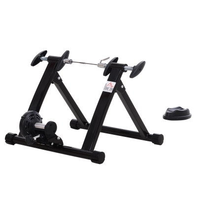 HOMCOM Rollentrainer Fahrradtrainer Heimtrainer Magnetbremse 26"-28"/700C Stahl Schwarz