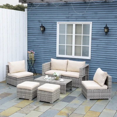 Living pentru gradina din Rattan PE din 8 Piese , Bej