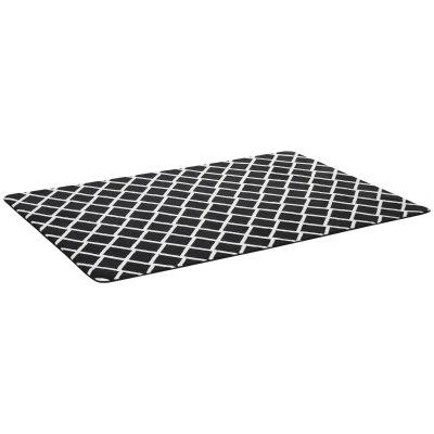 HOMCOM Teppich mit Rautenmuster, Vliesunterlage, 230 cm x 160 cm x 0,7 -0,8 cm, Schwarz + Weiß